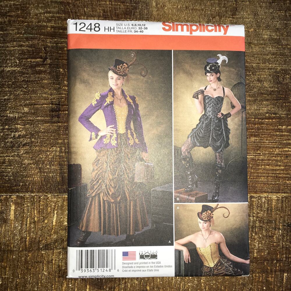 Simplicity Sewing Pattern 1248 Victorian Steampunk Jacket Bustier Skirt UNCUT